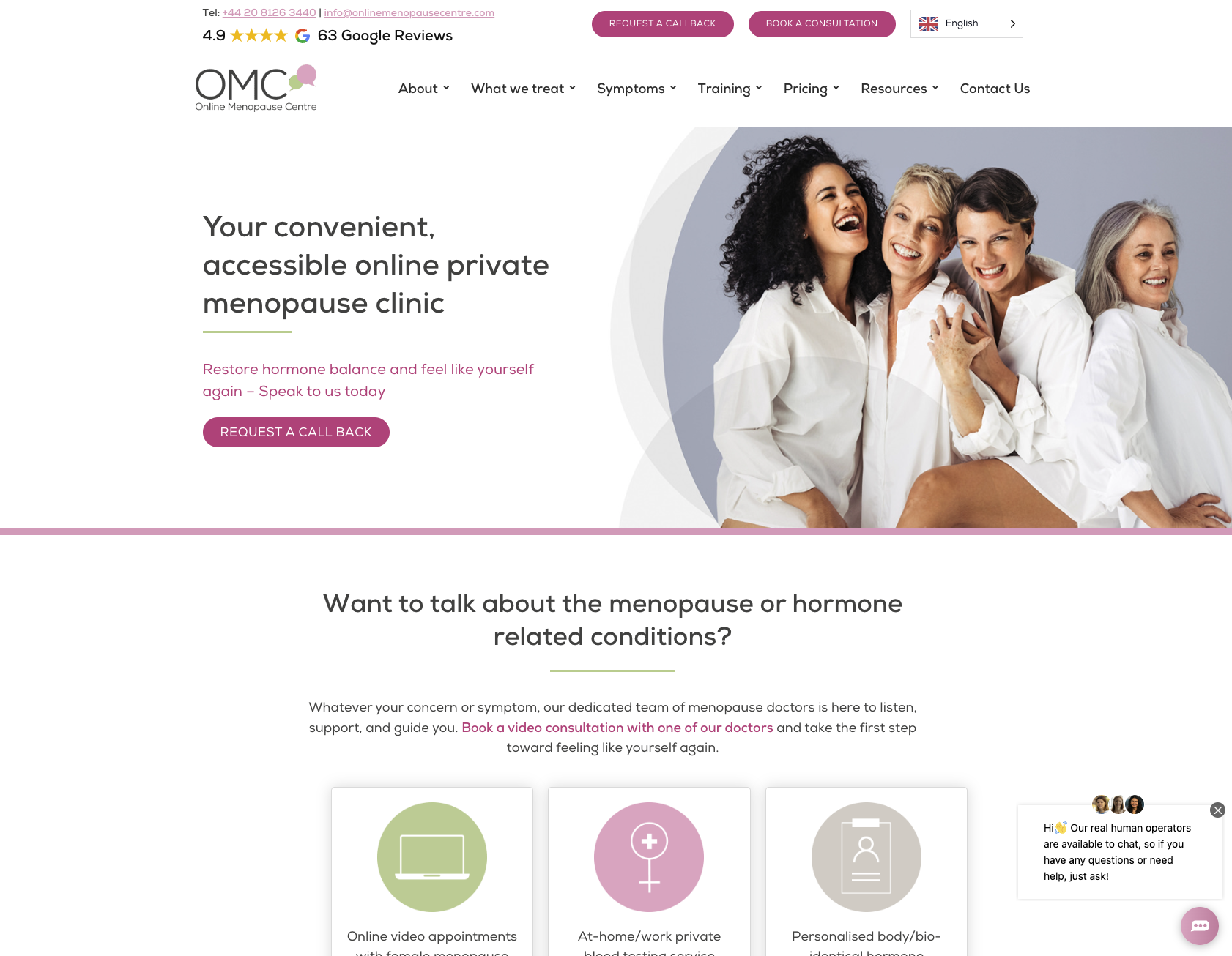Online Menopause Centre website screenshot